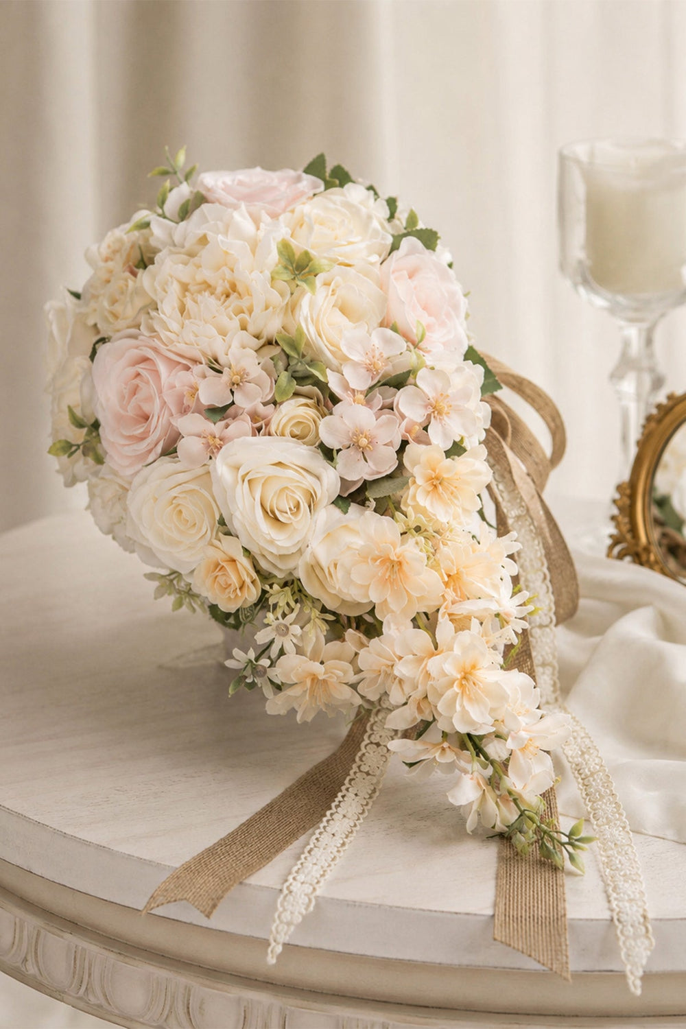 Artificial Rose Peony Cascade Wedding Flower Bouquets - SHE IS ME Accessories