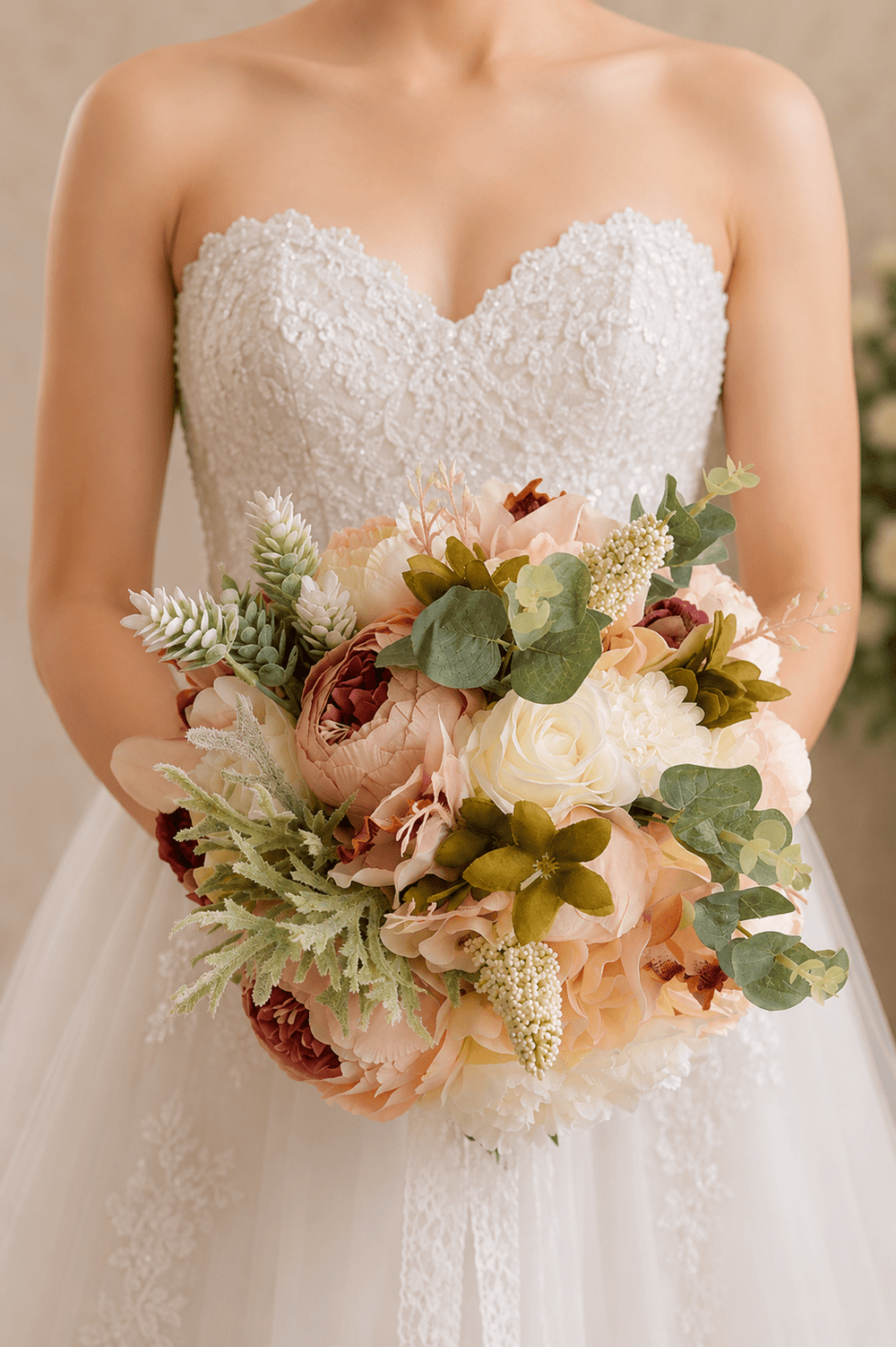 Artificial Silk Rose Peony Wedding Bridal Bouquets - SHE IS ME Accessories