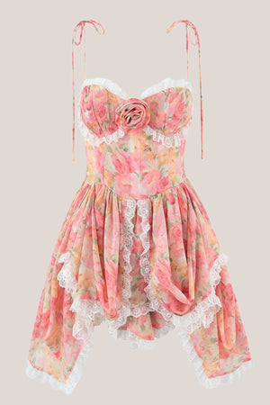 Asymmetric Warm Rose Print Cotton Mini Dress in Pink– SHE IS ME Dresses