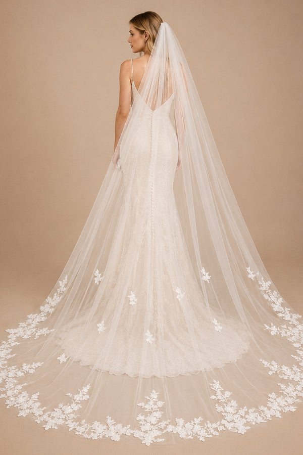 Luxurious 3M Bridal Veil With Comb in Ivory - SHE IS ME Wedding Veils