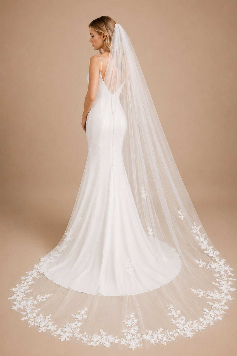 Luxurious 3M Bridal Veil With Comb in White - SHE IS ME Wedding Veils