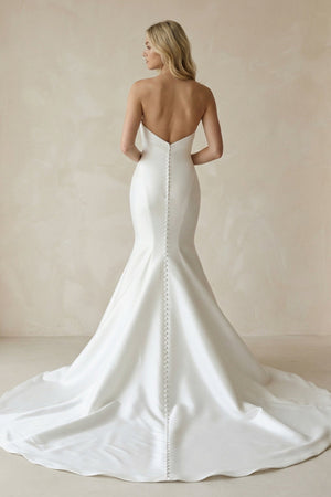 Mermaid Satin Strapless Maxi Wedding Dress in White - SHE IS ME Wedding Dresses