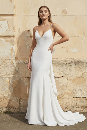 Mermaid Spaghetti Straps V - Neck Wedding Dresses in White - SHE IS ME Wedding Dresses
