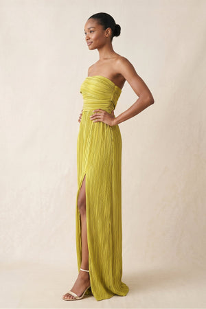 One - shoulder Sheath Chiffon Maxi Dress in Yellow - SHE IS ME Dresses