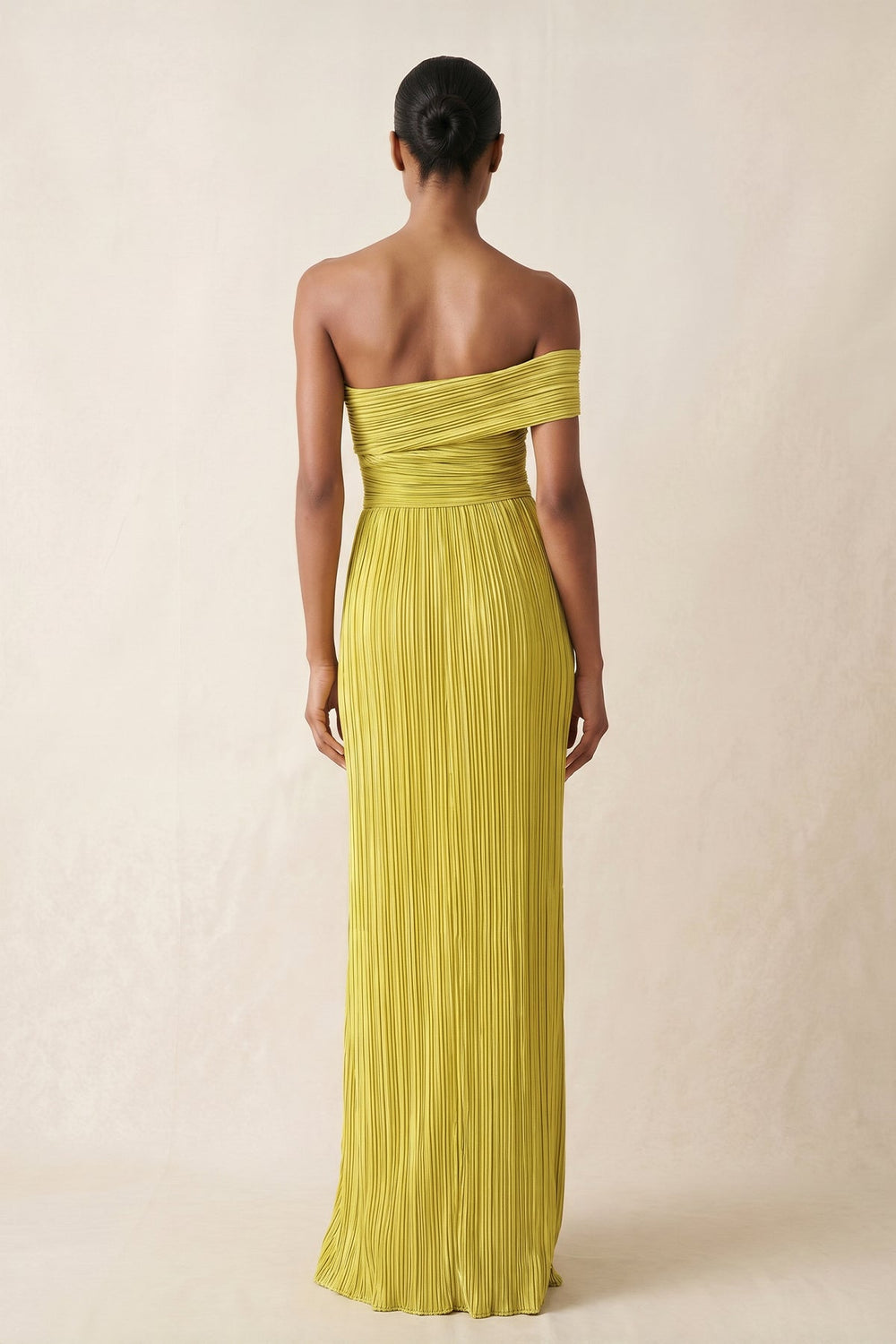 One - shoulder Sheath Chiffon Maxi Dress in Yellow - SHE IS ME Dresses
