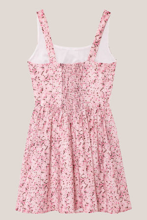 Scoop Neck Vintage Rose Printed Cotton Mini Dress in Pink– SHE IS ME Dresses