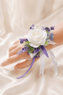 Silk Artificial Lavender Roses Wedding Wrist Corsage in Purple - SHE IS ME Accessories