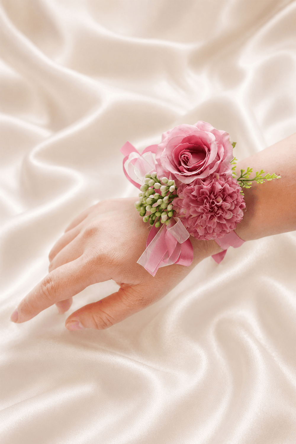 Silk Roses Artificial Bridesmaid Wrist Corsage in Light Purple - SHE IS ME Accessories