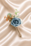 Silk Roses Artificial Wedding Bridesmaid Boutonniere in Blue - SHE IS ME Accessories