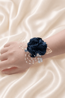 Silk Roses Artificial Wedding Bridesmaid Wrist Corsage in Dark Green - SHE IS ME Accessories