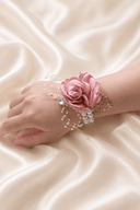 Silk Roses Artificial Wedding Bridesmaid Wrist Corsage in Pink - SHE IS ME Accessories