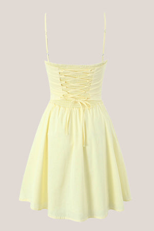 Spaghetti Straps Corset A-Line Mini Dress in Yellow– SHE IS ME Dresses
