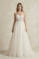 Spaghetti Straps Tulle A - Line Wedding Dress in Ivory - SHE IS ME Wedding Dresses