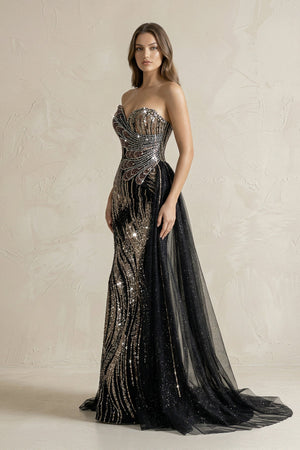 Sparkly Sweetheart Mermaid Sequined Wedding Dress in Black - SHE IS ME Wedding Dresses