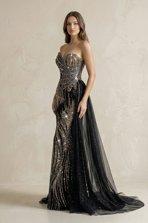 Sparkly Sweetheart Mermaid Sequined Wedding Dress in Black - SHE IS ME Wedding Dresses