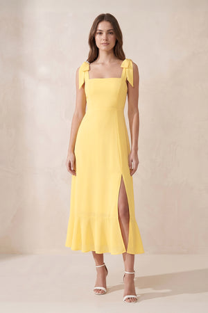 Square Neck A-Line Chiffon Midi Dress in Buttercup – SHE IS ME Dresses