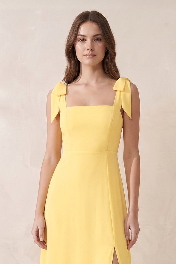 Square Neck A-Line Chiffon Midi Dress in Buttercup – SHE IS ME Dresses