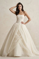 Strapless A - Line Ball - Gown Tulle Ruched Wedding Dress in Ivory - SHE IS ME Wedding Dresses