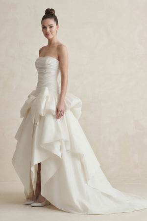 Strapless Amethyst A - Line Wedding Dress in White - SHE IS ME Wedding Dresses