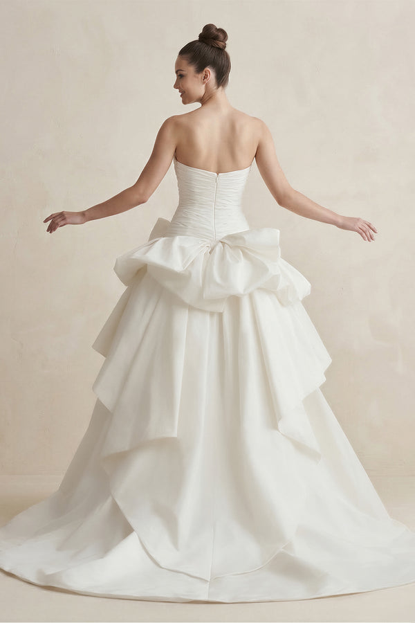 Strapless Amethyst A - Line Wedding Dress in White - SHE IS ME Wedding Dresses