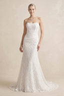 Strapless Mermaid Lace Wedding Dress with Corset in White