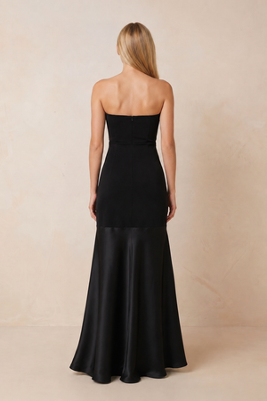 Strapless Sheath Matte Satin Maxi Dress in Black – SHE IS ME Dresses