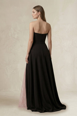 Strapless Sweetheart A - Line Wedding Dress in Black and Pink - SHE IS ME Wedding Dresses