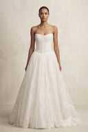 Strapless Tulle Basque Waist Ball Gown Wedding Dress in Ivory - SHE IS ME Wedding Dresses