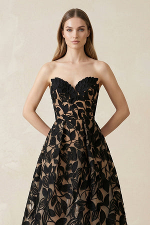 Sweetheart A - Line Appliqued Wedding Dress in Black - SHE IS ME Wedding Dresses