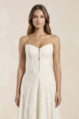 Sweetheart A - Line Corset Lace Wedding Dress in Ivory - SHE IS ME Wedding Dresses