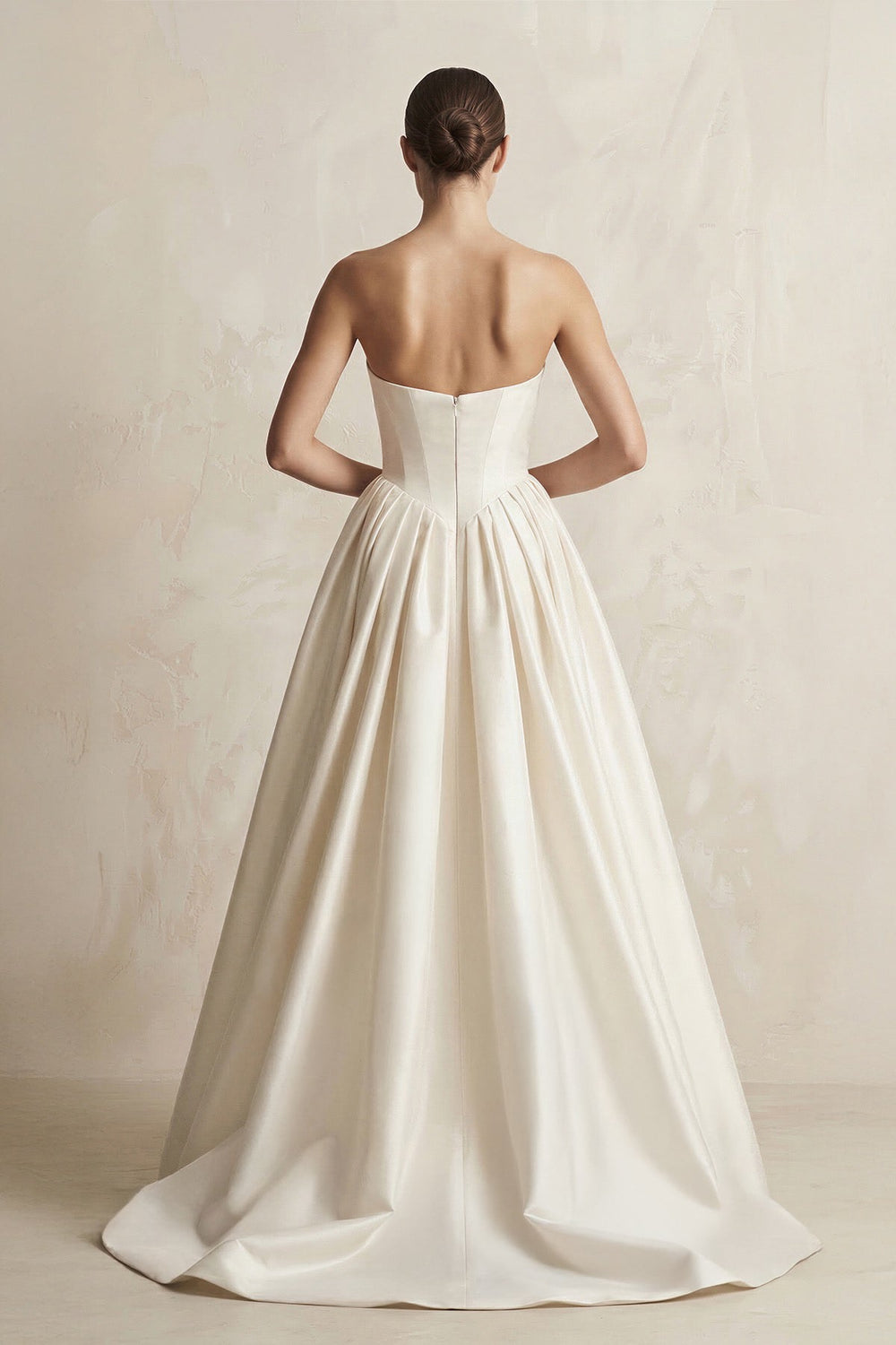 Sweetheart A - Line Satin Corset Wedding Dress in Ivory - SHE IS ME Wedding Dresses