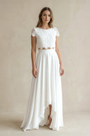 Two - Piece Lace Top High - Low A - Line Wedding Dress - SHE IS ME Wedding Dresses