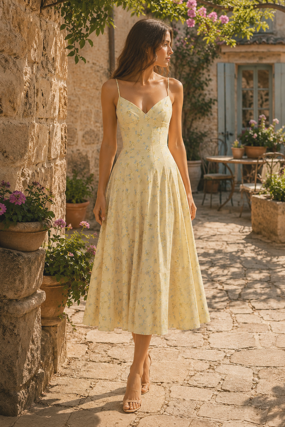 V-Neck A-Line Warm Rose Print Cotton Mini Dress in Yellow– SHE IS ME Dresses