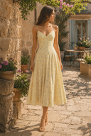 V-Neck A-Line Warm Rose Print Cotton Mini Dress in Yellow– SHE IS ME Dresses