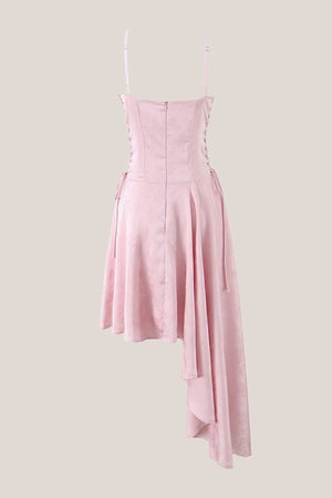 Vintage Asymmetrical Cotton Midi Dress in Pink - SHE IS ME Dresses