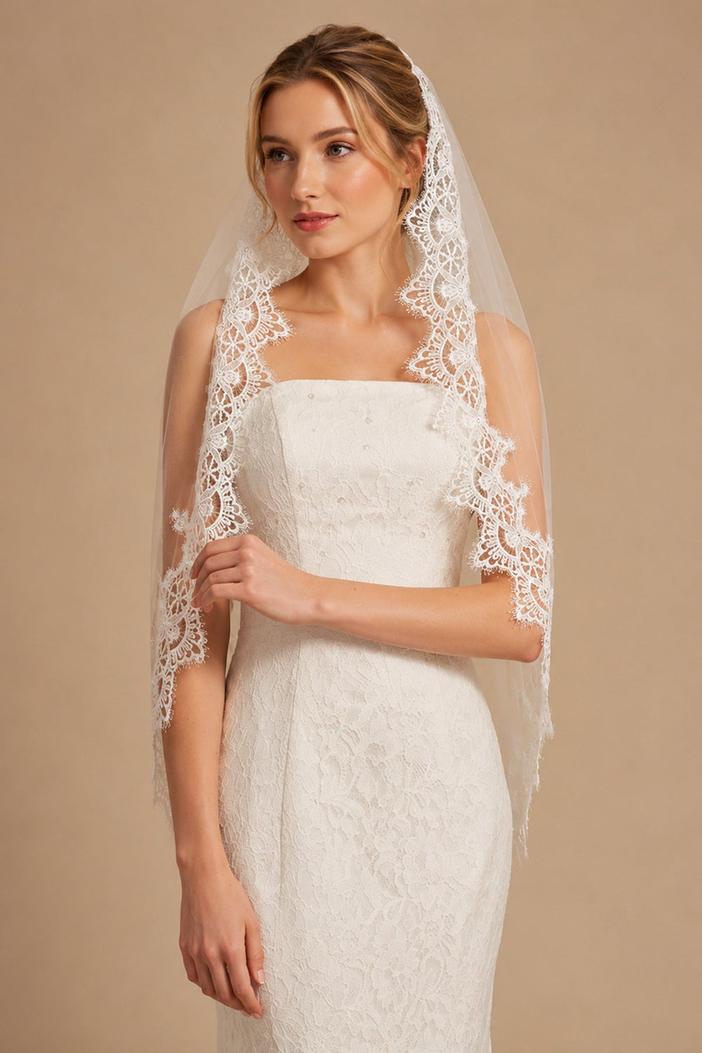 Vintage - Inspired Short Bridal Mantilla Veils Wedding Veil in Ivory - SHE IS ME Wedding Veils