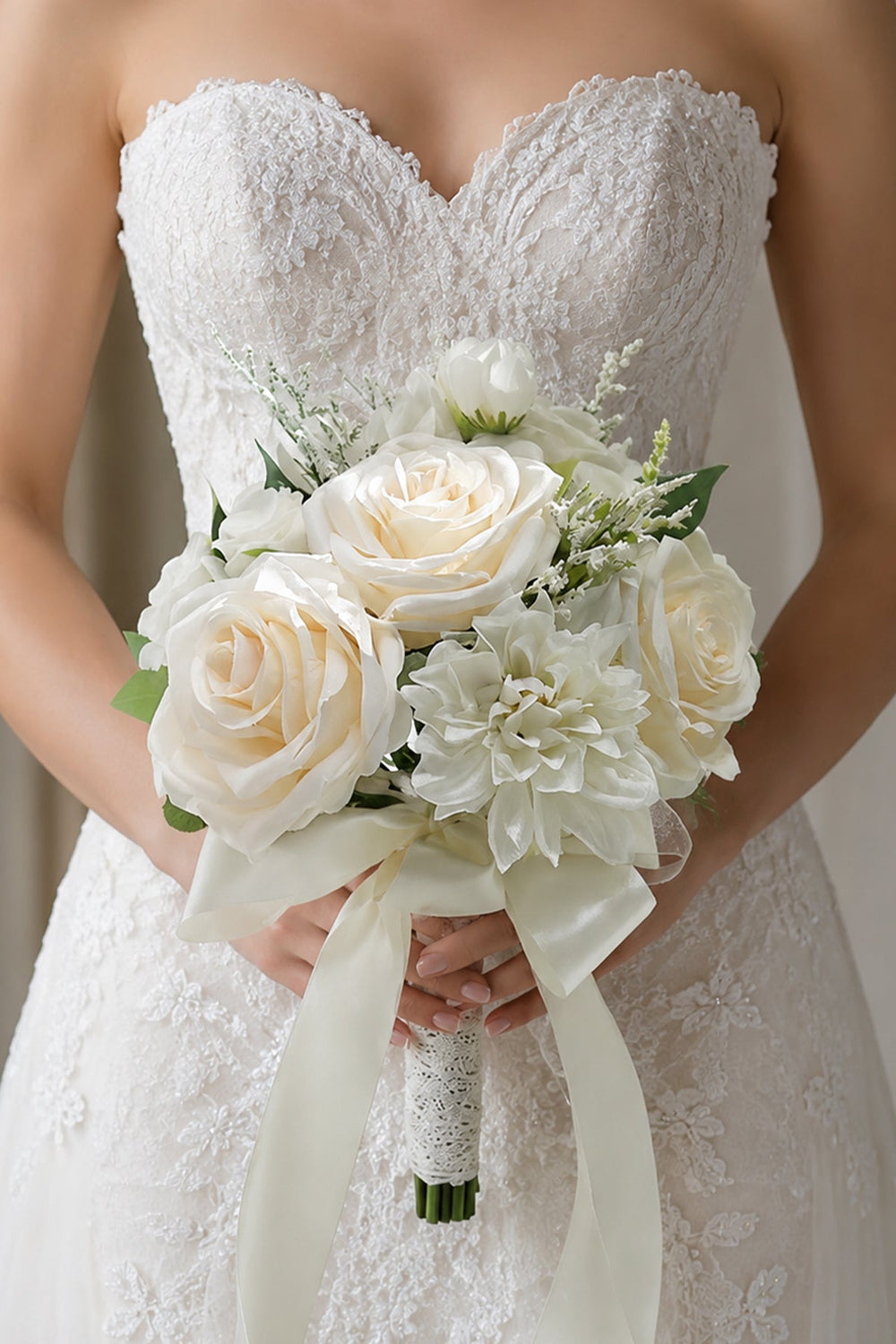 White Rose Cascade Hydrangea Wedding Flower Bouquets - SHE IS ME Accessories