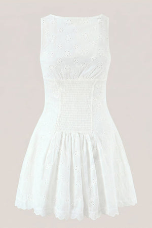 White V - Neck Floral Print A - Line Mini Dress - SHE IS ME Dresses